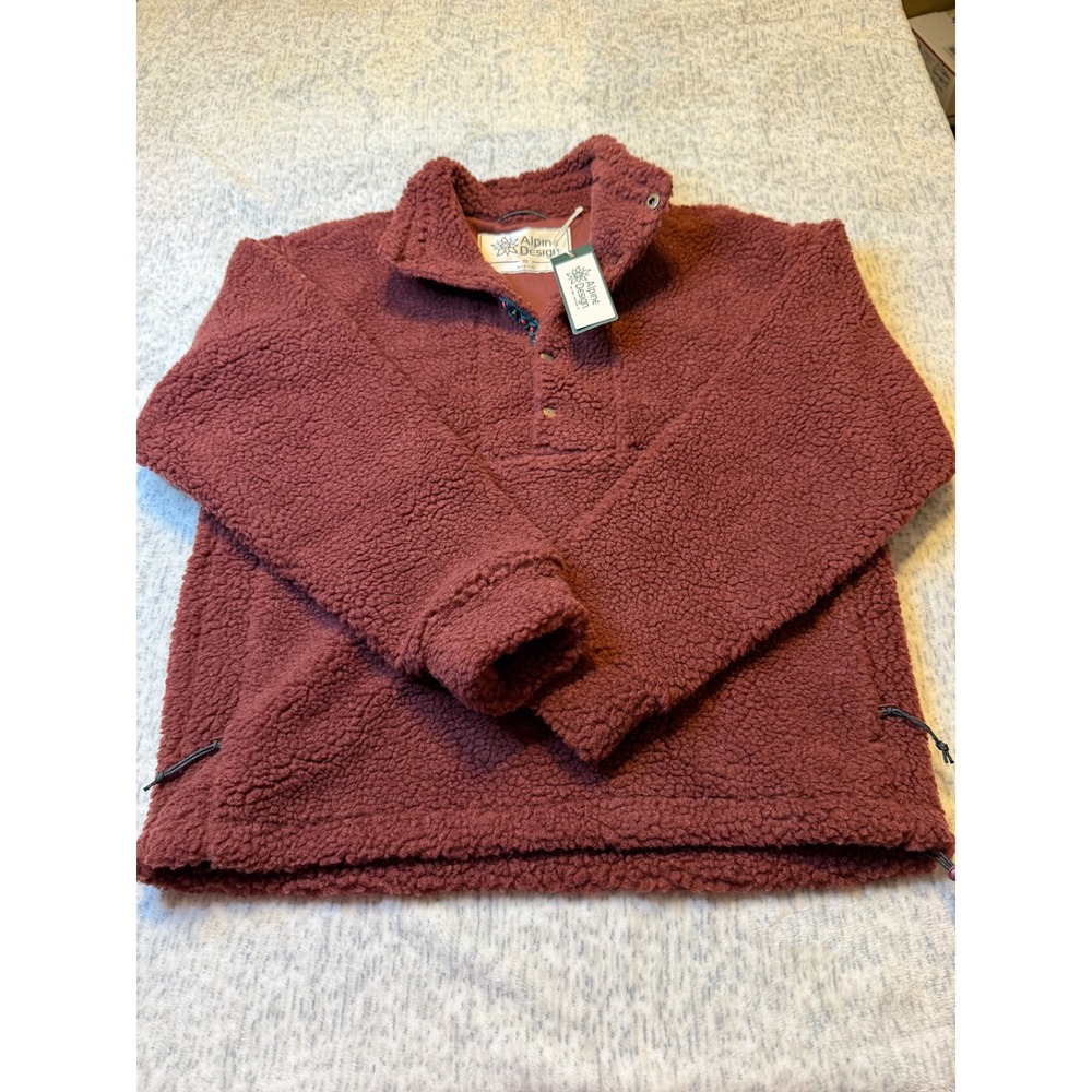 Alpine Design Women S Sherpa Fleece Pullover Sweatshirt Dark‎ Auburn NWT